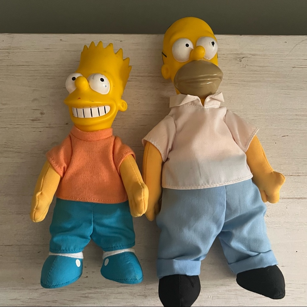 Simpsons Vintage 1990s Soft Body Dolls Homer Bart - Picture 7 of 16